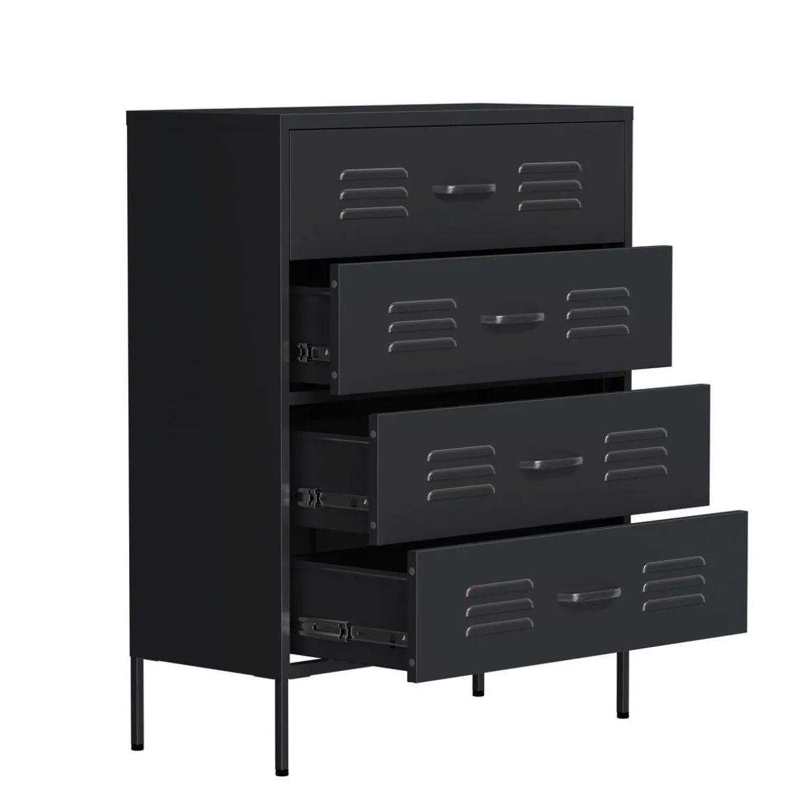 Kommode Metall KLAUS 4 Schubladen 80 x 101 cm schwarz