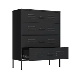 Kommode Metall KLAUS 4 Schubladen 80 x 101 cm schwarz