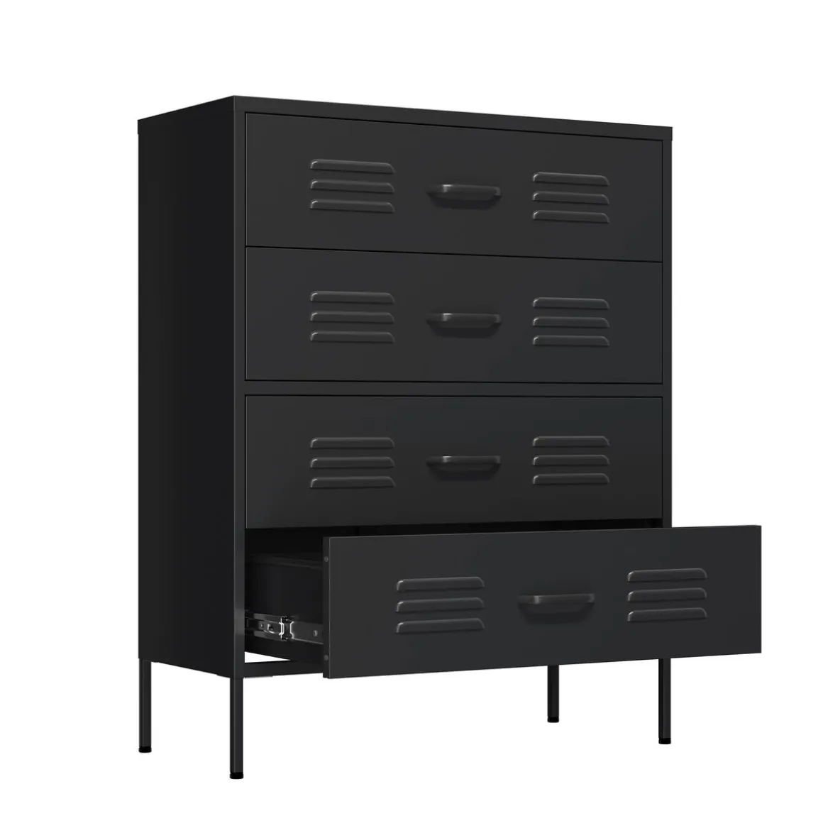 Kommode Metall KLAUS 4 Schubladen 80 x 101 cm schwarz