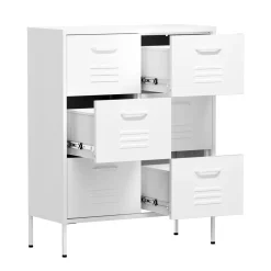 Kommode Metall KLAUS 6 Schubladen 80 x 101 cm weiss