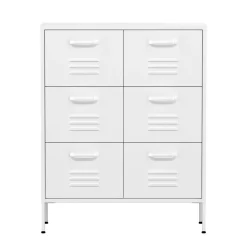 Kommode Metall KLAUS 6 Schubladen 80 x 101 cm weiss