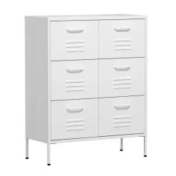 Kommode Metall KLAUS 6 Schubladen 80 x 101 cm weiss