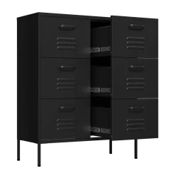 Kommode Metall KLAUS 6 Schubladen 80 x 101 cm schwarz