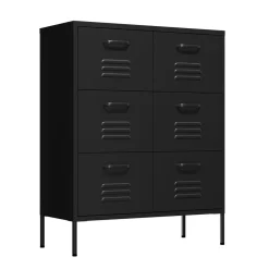 Kommode Metall KLAUS 6 Schubladen 80 x 101 cm schwarz