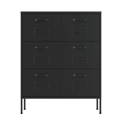 Kommode Metall KLAUS 6 Schubladen 80 x 101 cm schwarz