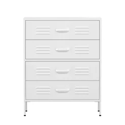 Kommode Metall KLAUS 4 Schubladen 80 x 101 cm weiss