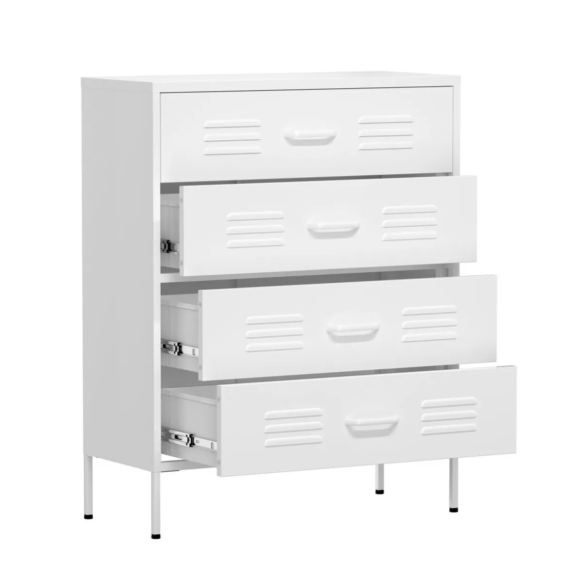 Kommode Metall KLAUS 4 Schubladen 80 x 101 cm weiss