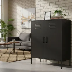 Kommode Metall KLAUS 80 x 101 cm schwarz
