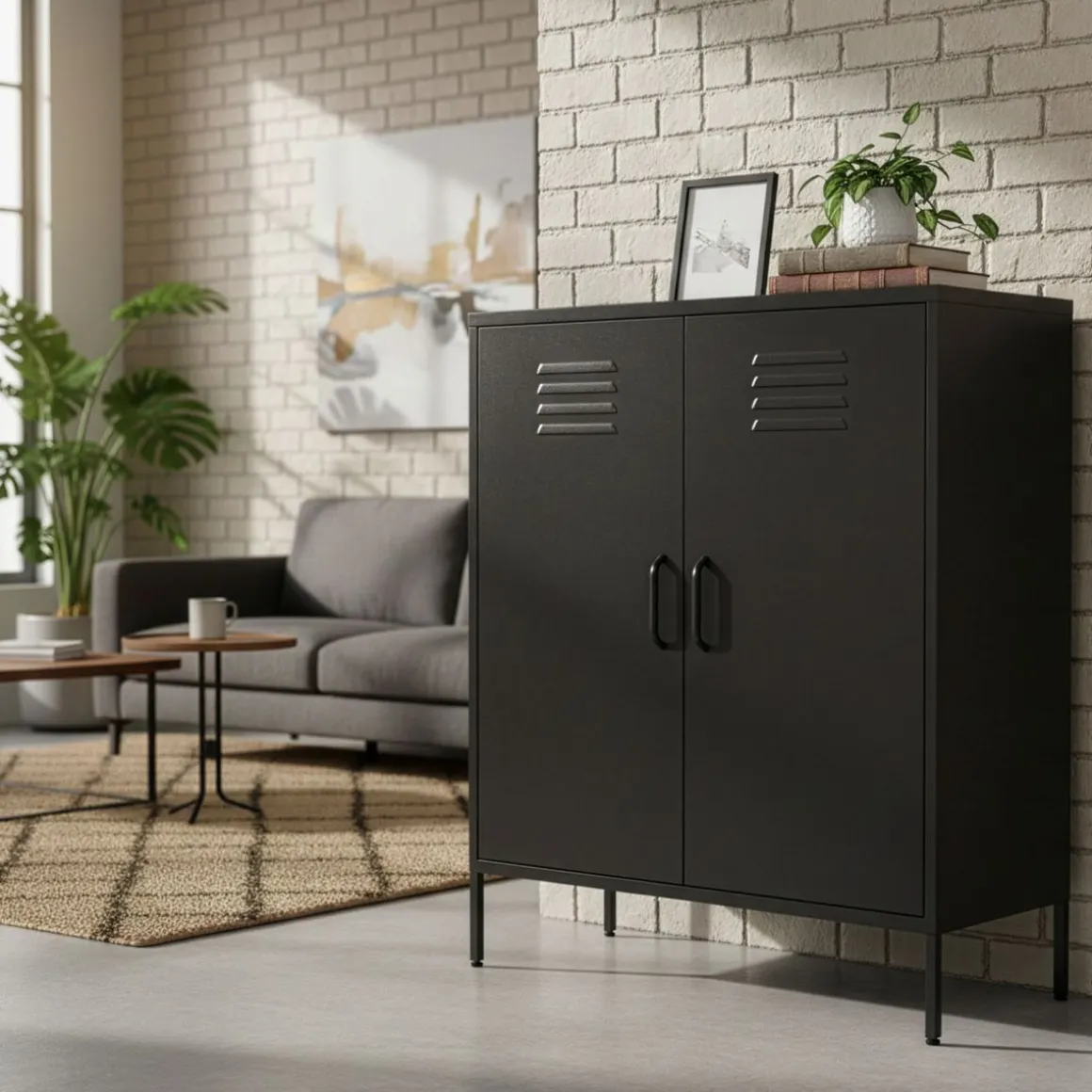 Kommode Metall KLAUS 80 x 101 cm schwarz
