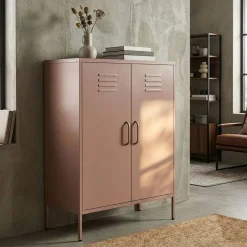 Kommode Metall KLAUS 80 x 101 cm taupe