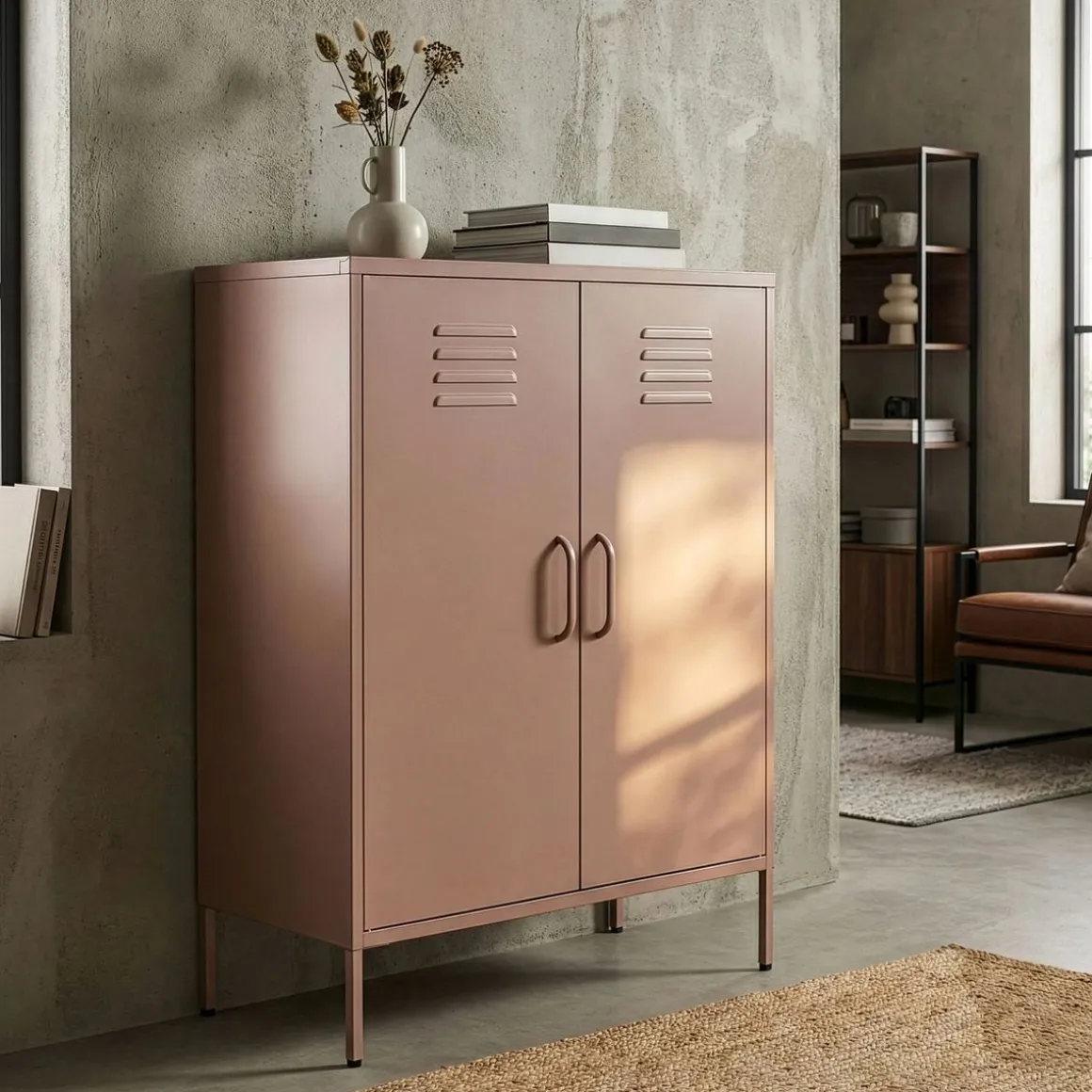Kommode Metall KLAUS 80 x 101 cm taupe