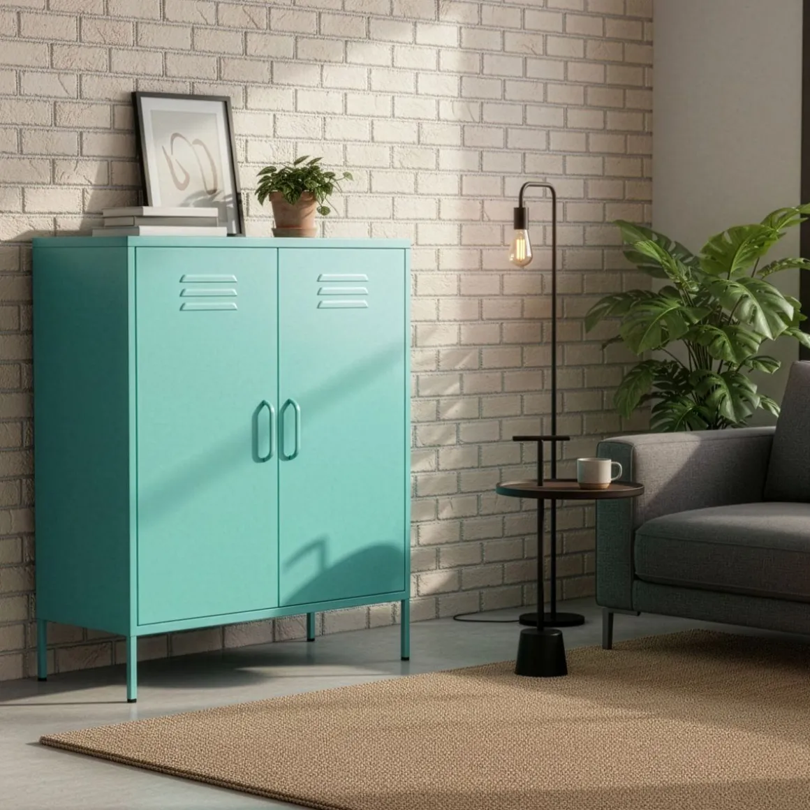 Kommode Metall KLAUS 80 x 101 cm türkis