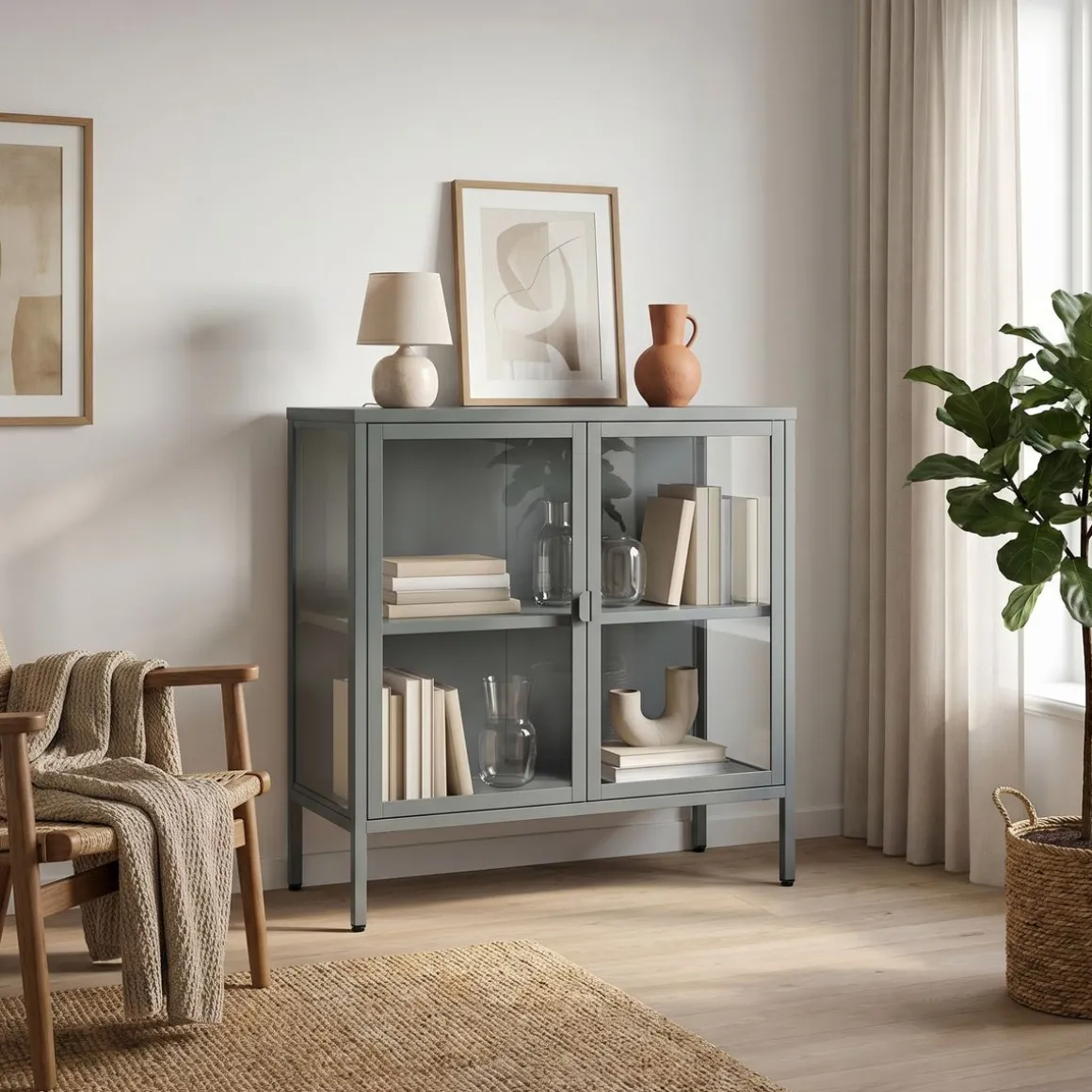 Kommode Metall TAURI 80 x 80 cm grau