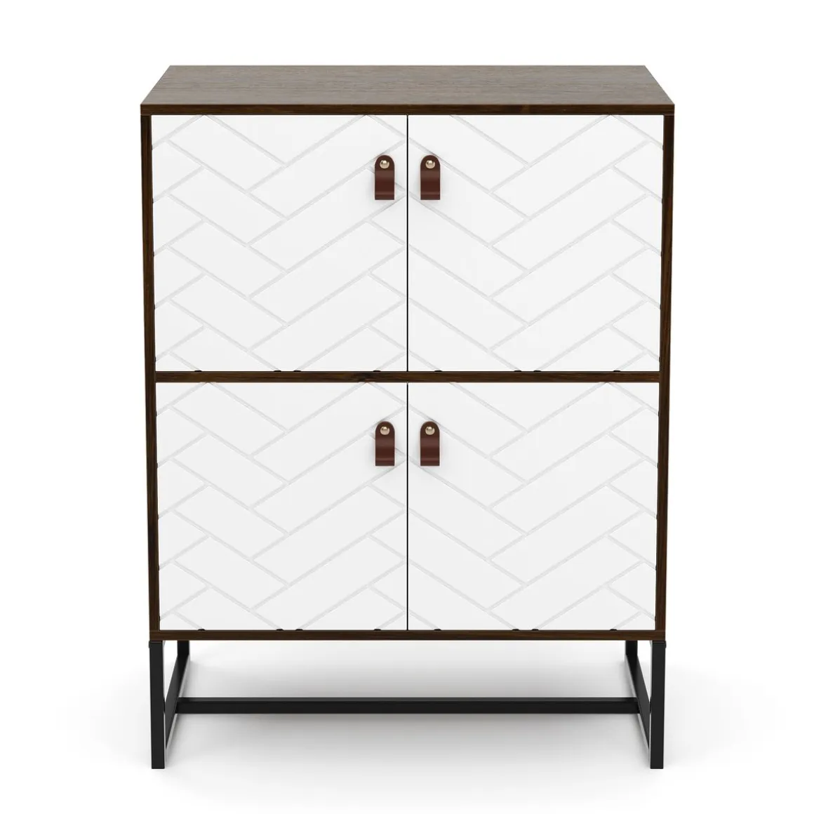 Kommode NORDRIFT 76 x 100 cm braun/weiss