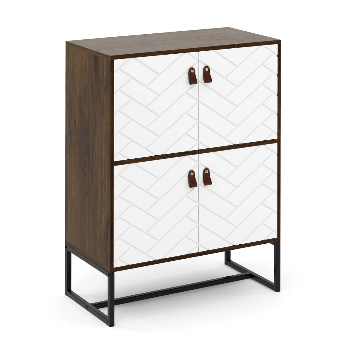 Kommode NORDRIFT 76 x 100 cm braun/weiss