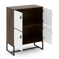 Kommode NORDRIFT 76 x 100 cm braun/weiss
