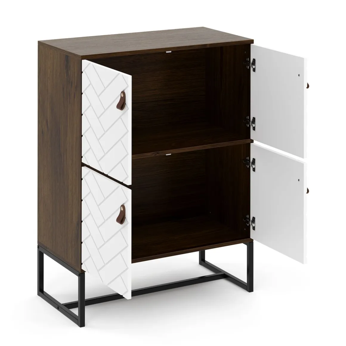 Kommode NORDRIFT 76 x 100 cm braun/weiss
