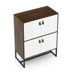 Kommode NORDRIFT 76 x 100 cm braun/weiss