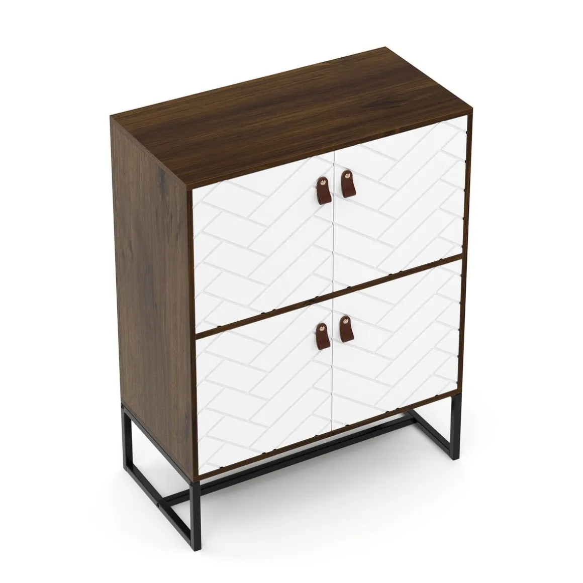 Kommode NORDRIFT 76 x 100 cm braun/weiss
