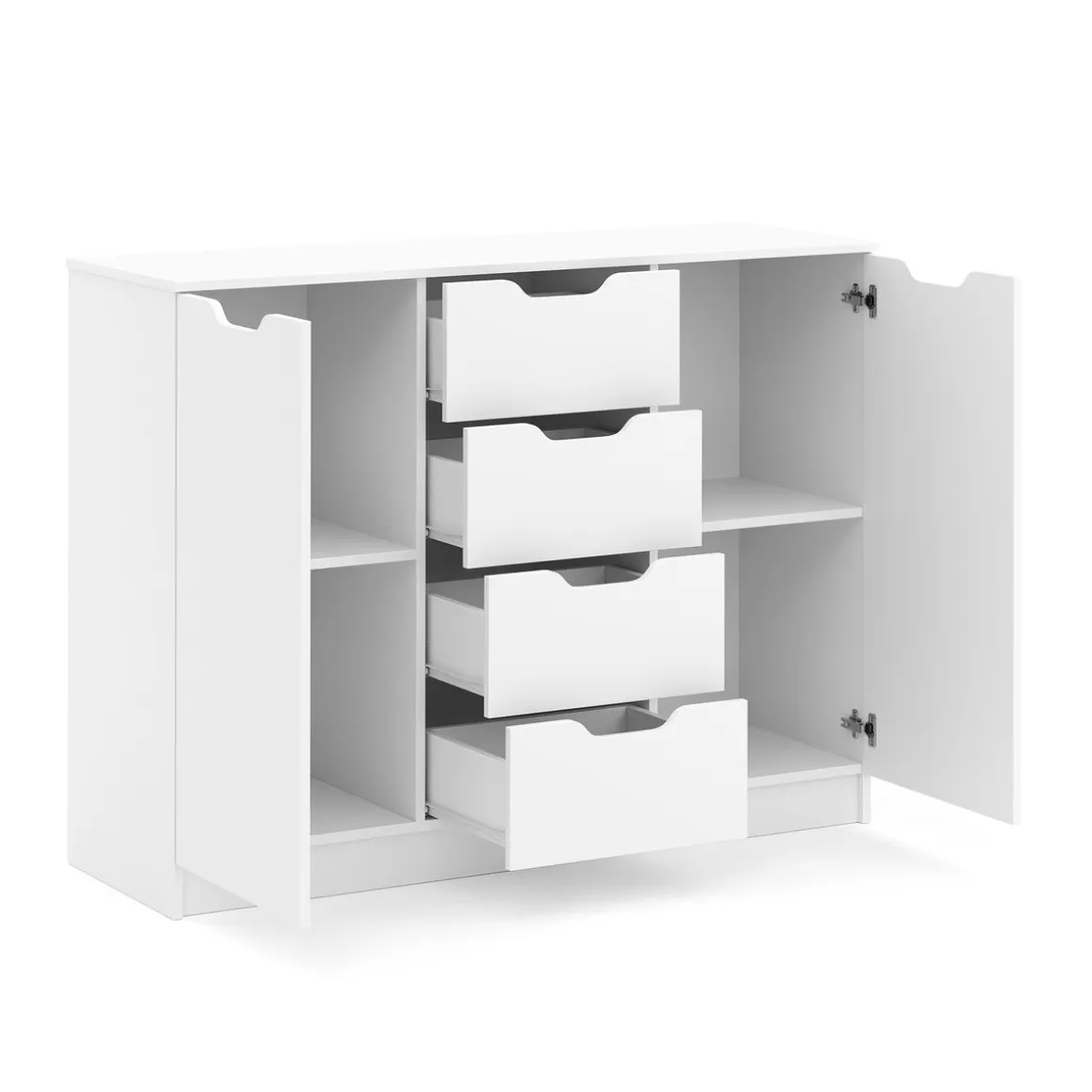 Kommode SENA 4 Schubladen 2 Türen 122 x 92 cm weiss