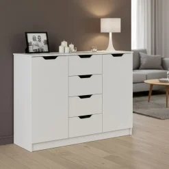Kommode SENA 4 Schubladen 2 Türen 122 x 92 cm weiss