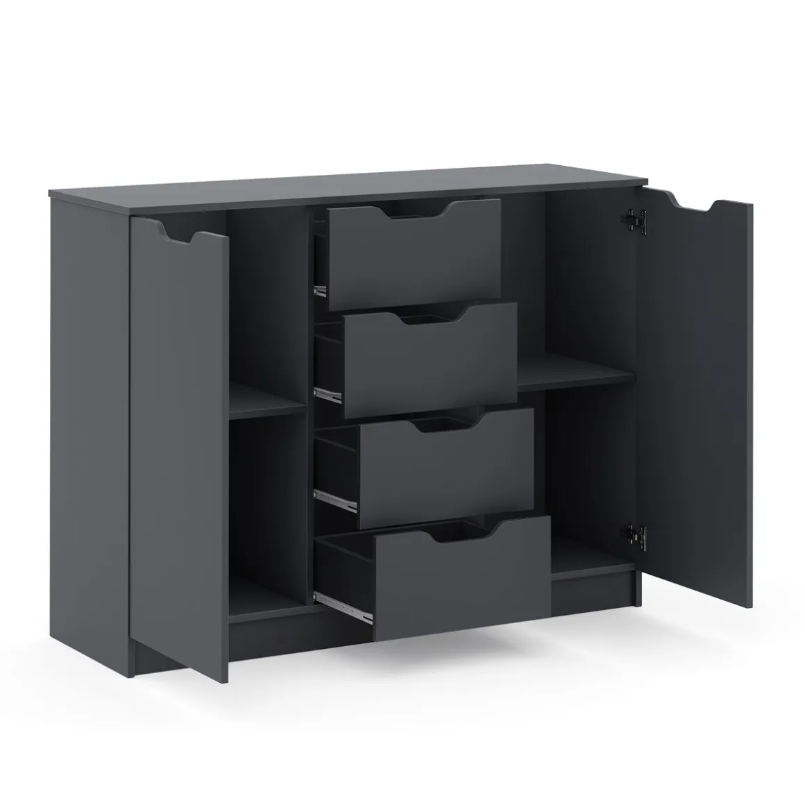 Kommode SENA 4 Schubladen 2 Türen 122 x 92 cm anthrazit | GONSER.CH