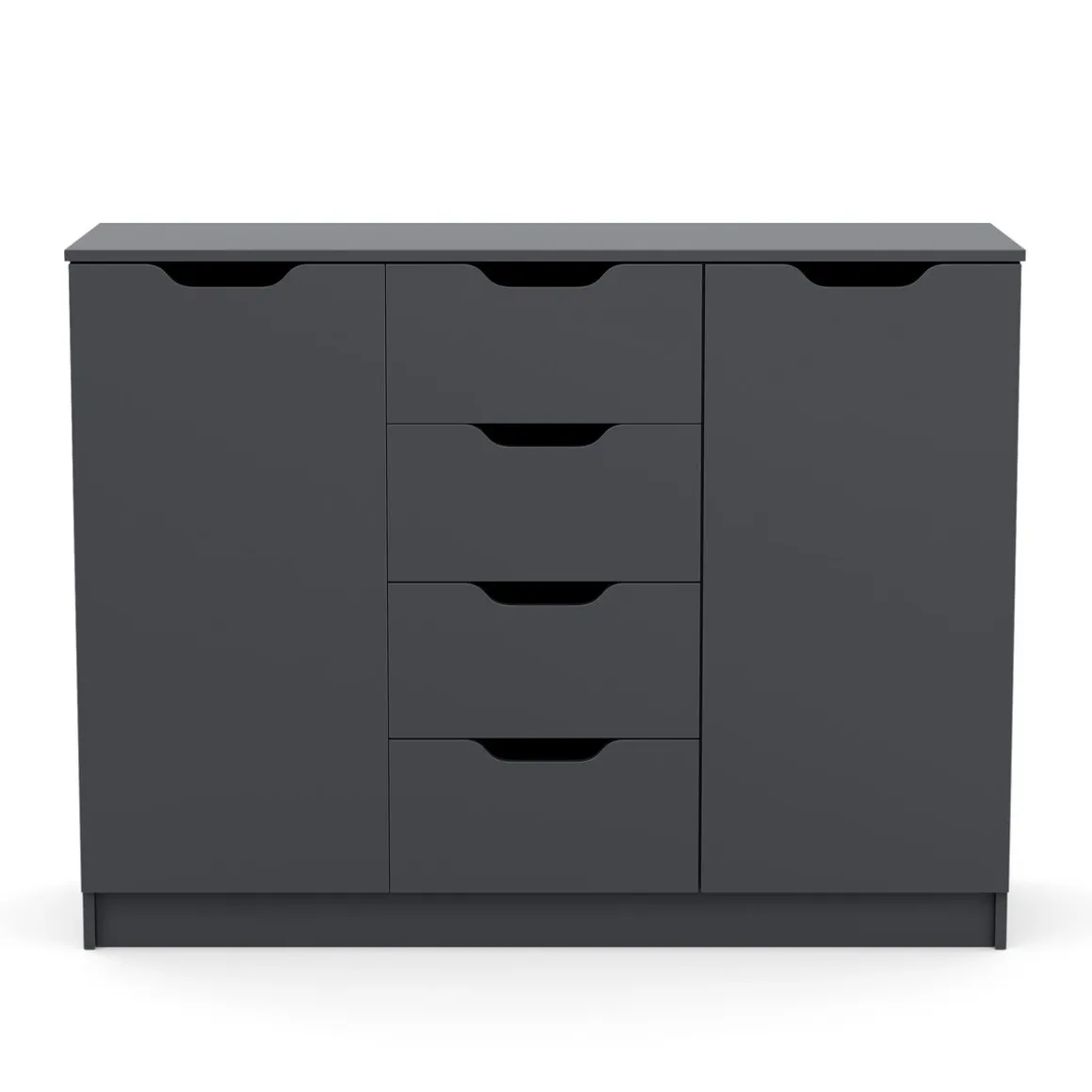 Kommode SENA 4 Schubladen 2 Türen 122 x 92 cm anthrazit | GONSER.CH