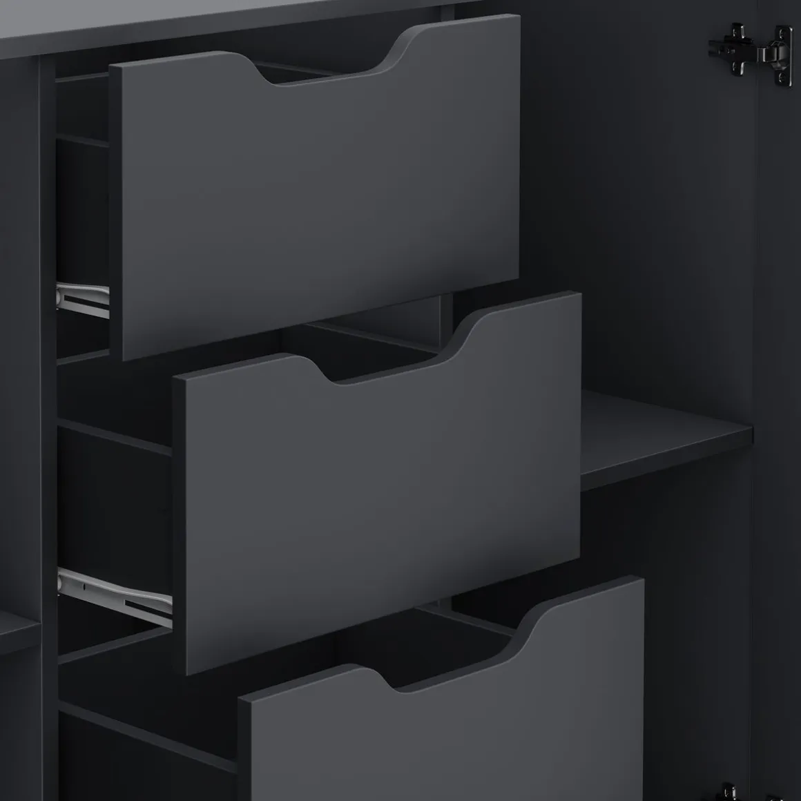 Kommode SENA 4 Schubladen 2 Türen 122 x 92 cm anthrazit | GONSER.CH