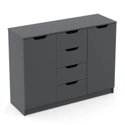 Kommode SENA 4 Schubladen 2 Türen 122 x 92 cm anthrazit | GONSER.CH
