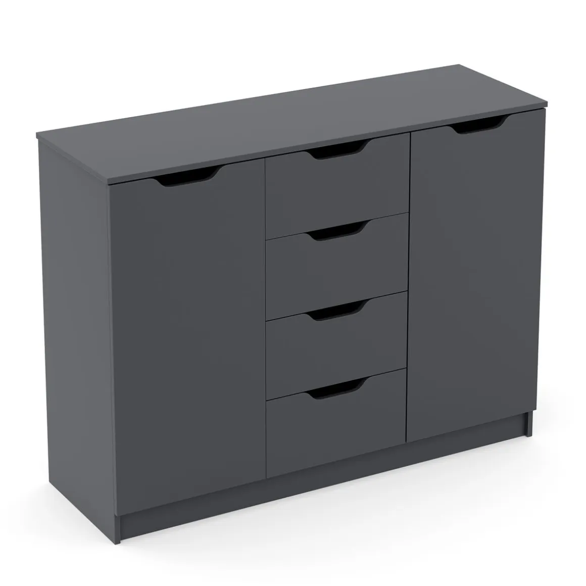 Kommode SENA 4 Schubladen 2 Türen 122 x 92 cm anthrazit | GONSER.CH