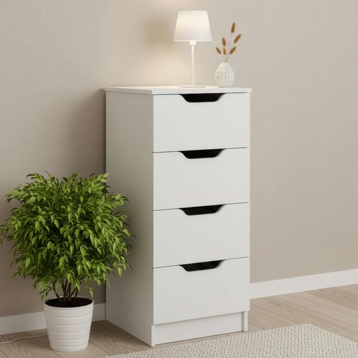 Kommode SENA 4 Schubladen 40 x 92 cm weiss