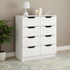 Kommode SENA 8 Schubladen 80 x 91 cm weiss