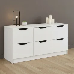 Kommode SENA 6 Schubladen 122 x 61 cm weiss