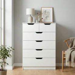 Kommode SENA 6 Schubladen 82 x 113 cm weiss