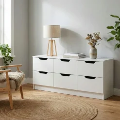 Kommode SENA 6 Schubladen 120 x 50 cm weiss