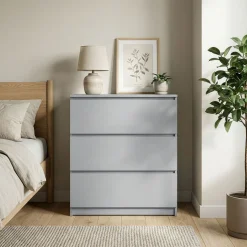 Kommode TALA 3 Schubladen 70 x 77 cm grau