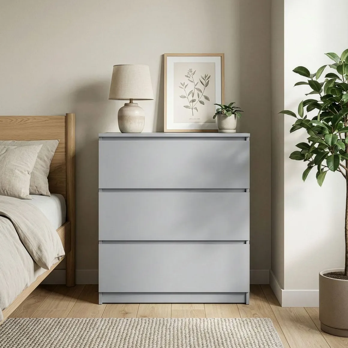Kommode TALA 3 Schubladen 70 x 77 cm grau
