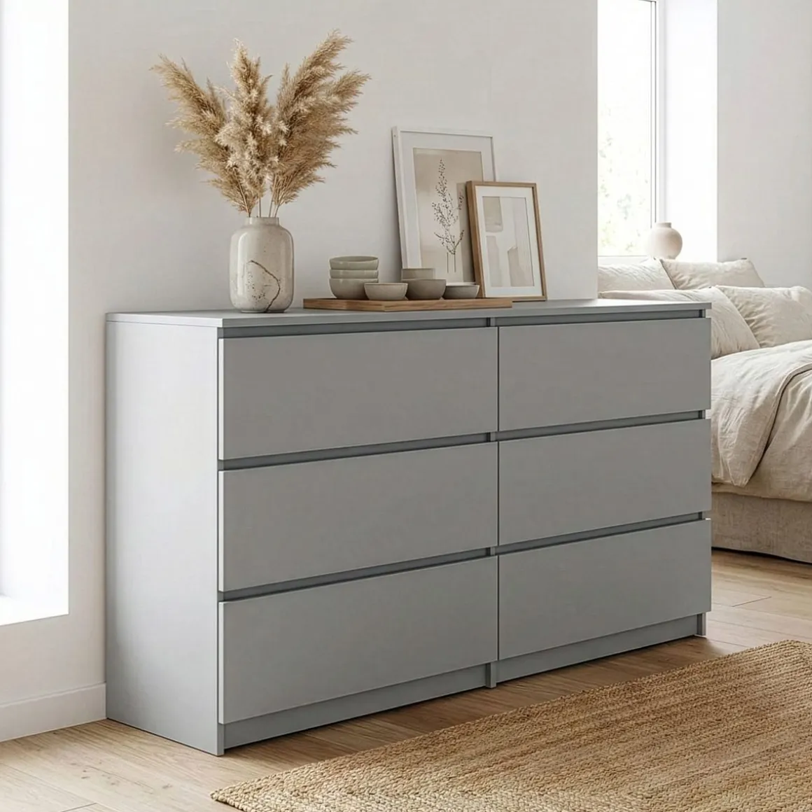 Kommode TALA 6 Schubladen 138 x 77 cm grau