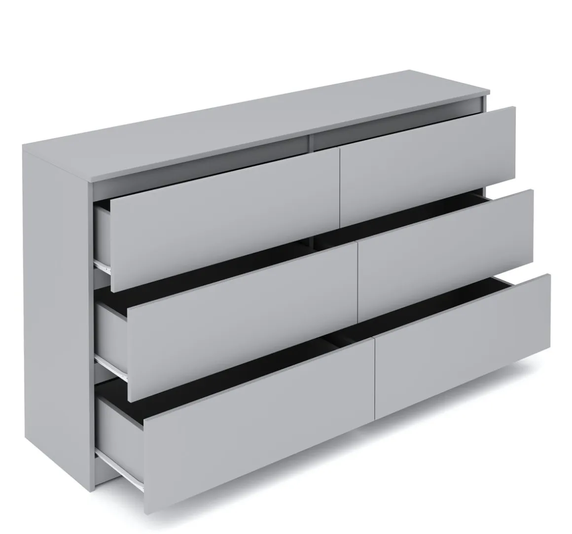 Kommode TALA 6 Schubladen 138 x 77 cm grau