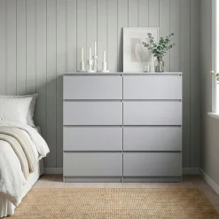 Kommode TALA 8 Schubladen 119 x 100 cm grau