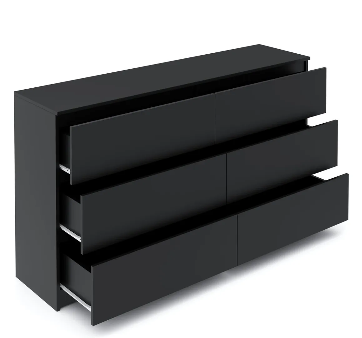 Kommode TALA 6 Schubladen 138 x 77 cm schwarz