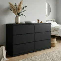 Kommode TALA 6 Schubladen 138 x 77 cm schwarz