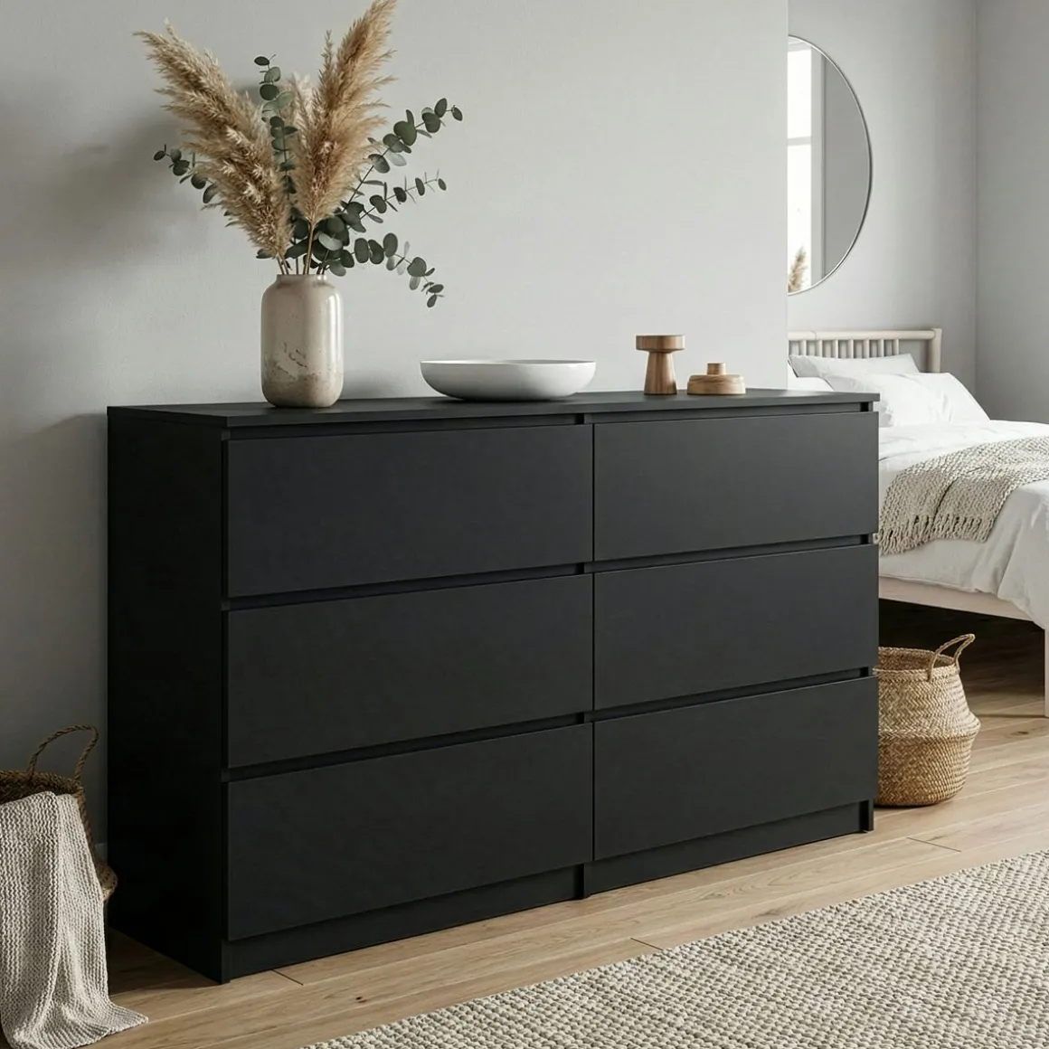 Kommode TALA 6 Schubladen 138 x 77 cm schwarz