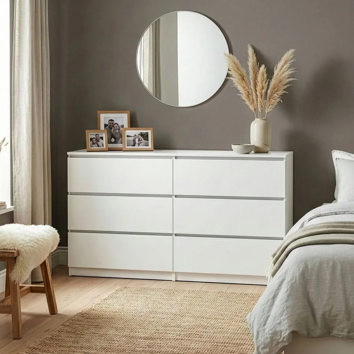 Kommode TALA 6 Schubladen 138 x 77 cm weiss