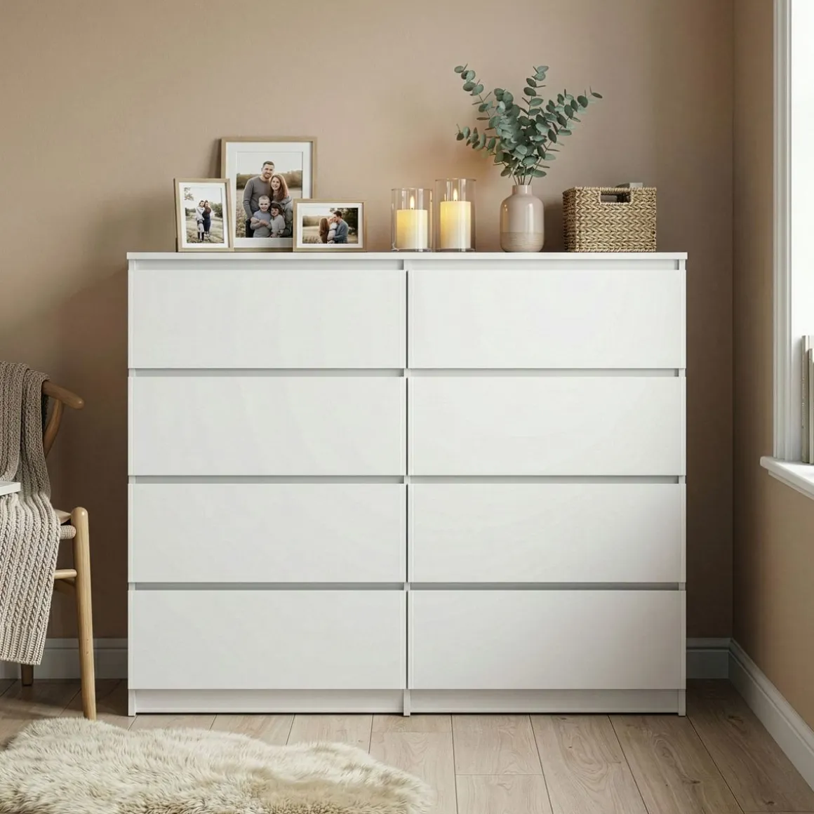 Kommode TALA 8 Schubladen 119 x 100 cm weiss