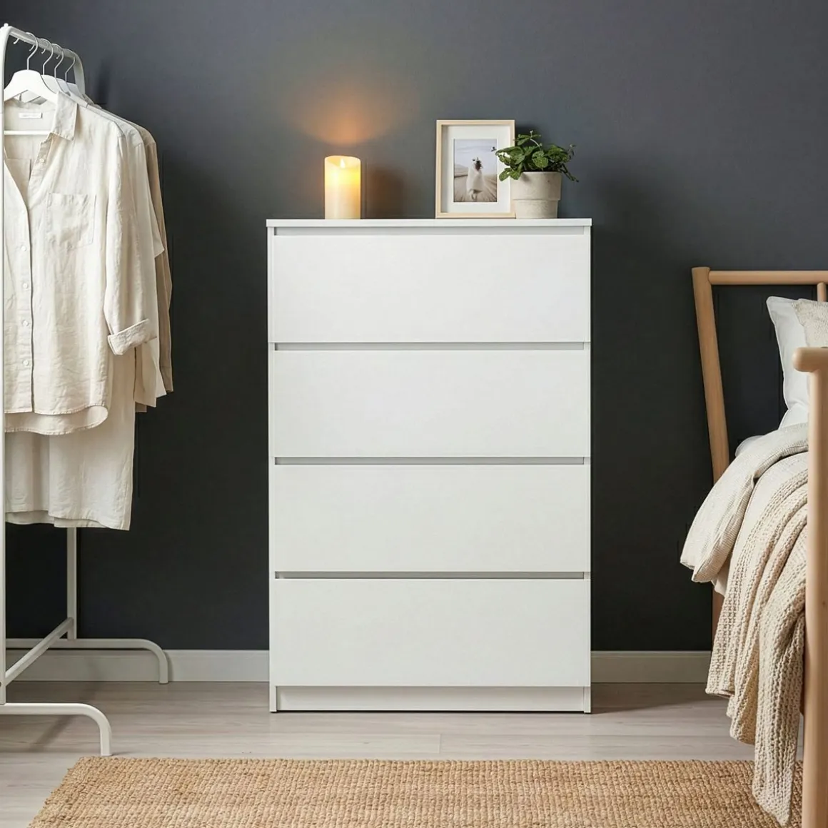Kommode TALA 4 Schubladen 70 x 100 cm weiss