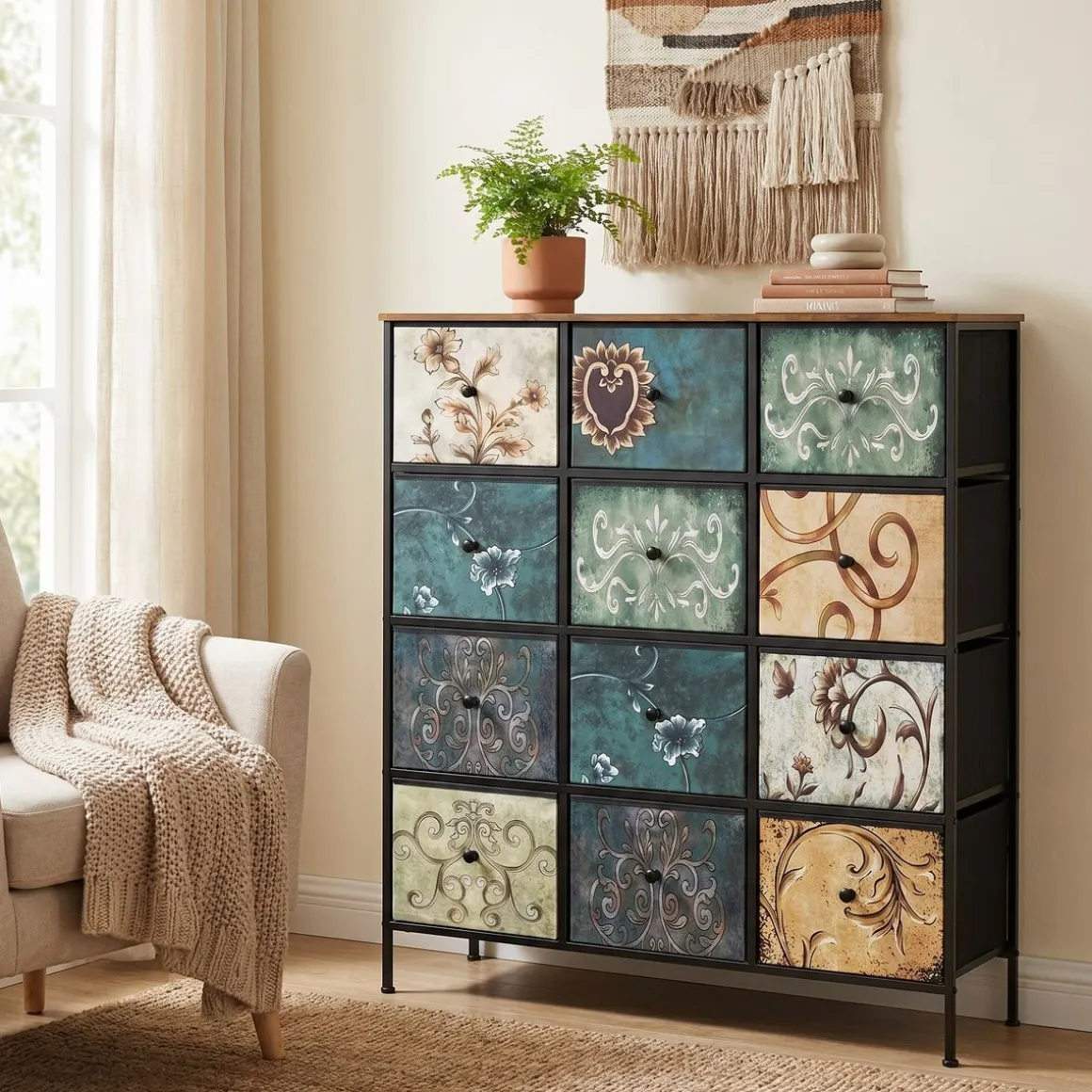 Kommode Vintage FIORELLA 12 Schubladen 100 x 118 cm