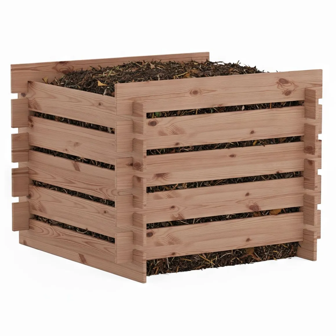 Komposter Holz 560L 90 x 90 x 70 cm natur