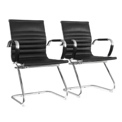 Konferenzstuhl Leder FINN 2er Set schwarz