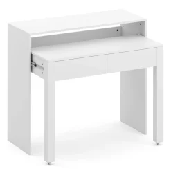 Konsolenschreibtisch ausziehbar mit 2 Schubladen CAROLA weiss